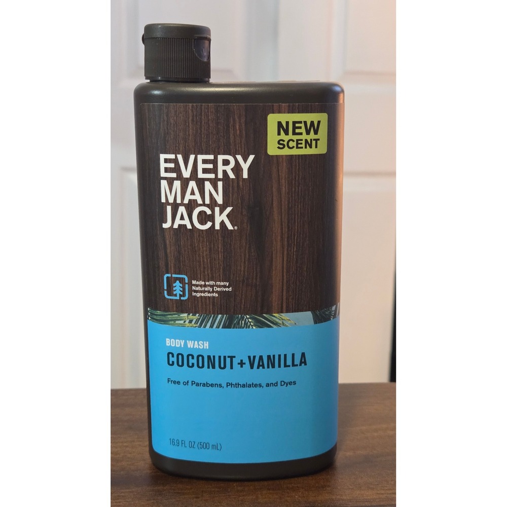 Every Man Jack Body Wash Coconut + Vanilla 16.9 fl oz Mens Shower Gel NEW